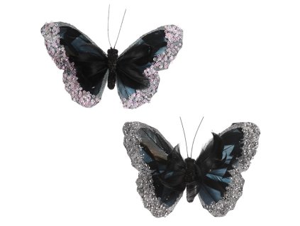 Motýl na klipu, barva černá, cena za balení (6 ks) (Barva Černá)