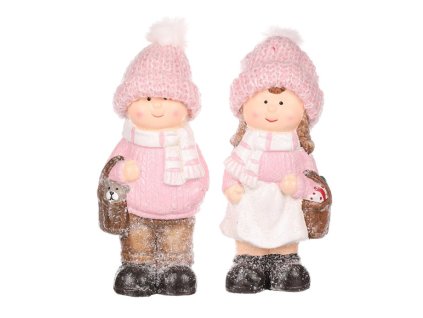 Děti - keramické figurky, mix 2 druhů, cena za 1 ks (Barva Růžová)