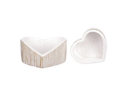 Obal betonový - tvar srdce, bílo-zlatý, cena za sadu 2 ks (Barva Bílá)