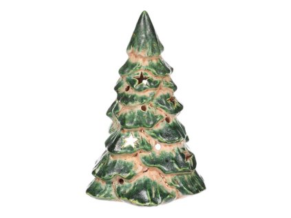 Stromek zelený - svícen na čajovou svíčku, keramika (Barva Zelená)