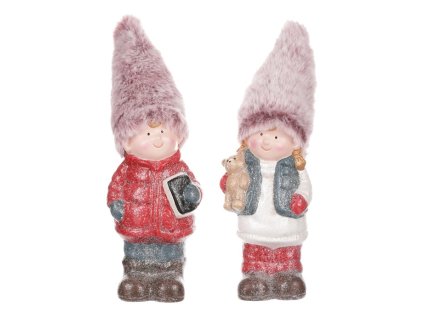 Děti s čepicí - keramické figurky, mix 2, cena za 1 ks (Barva Vícebarevná)