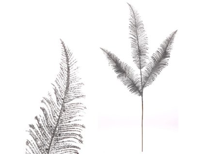 Kapradí - umělá větev, stříbrná se třpytkami (Barva Stříbrná)