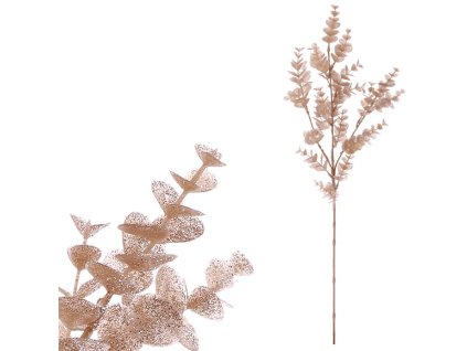 Eukalyptus - umělá větev, měděná se třpytkami (Barva Měděná)