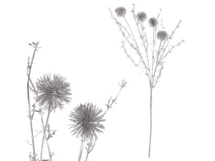 Bodlák - umělý větev, stříbrná matná (Barva Stříbrná)