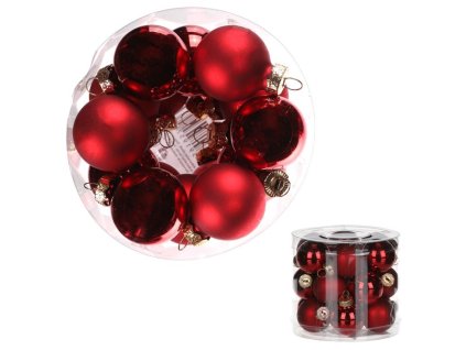 Kulaté skleněné ozdoby - pr. 4 cm, červené, cena za balení (18 ks) (Barva Červená)
