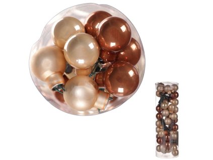 Kulaté skleněné ozdoby - pr. 2 cm, karamelovo-krémové, cena za balení (48 ks) (Barva Hnědá)