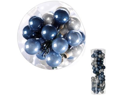 Ozdoby skleněné - pr. 1,5 cm, modré a šedé, cena za balení (72 ks) (Barva Vícebarevná)