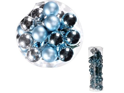 Ozdoby skleněné - pr. 1,5 cm, modré a stříbrné, cena za balení (72 ks) (Barva Modrá)