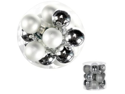 Kulaté skleněné ozdoby - pr. 2 cm, stříbrné, cena za 1 balení (12 ks) (Barva Stříbrná)