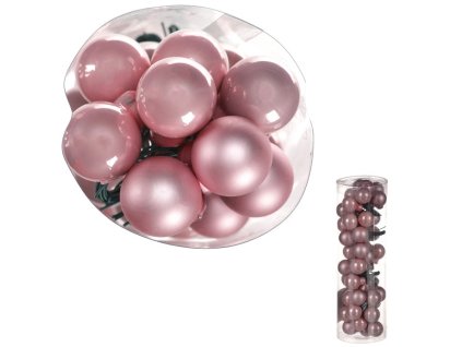 Ozdoby skleněné - pr. 2 cm, barva růžová, cena za balení (48 ks) (Barva Růžová)