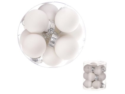 Ozdoby skleněné - pr. 2 cm, barva bílá, cena za balení (12 ks) (Barva Bílá)