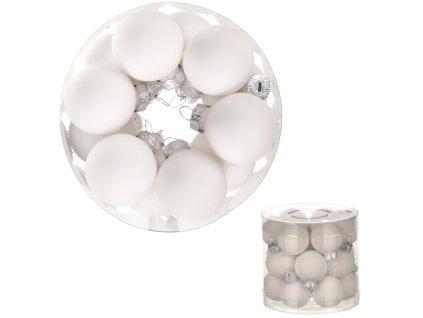 Kulaté skleněné ozdoby - pr. 3 cm, bílé, cena za 1 balení (18 ks) (Barva Bílá)
