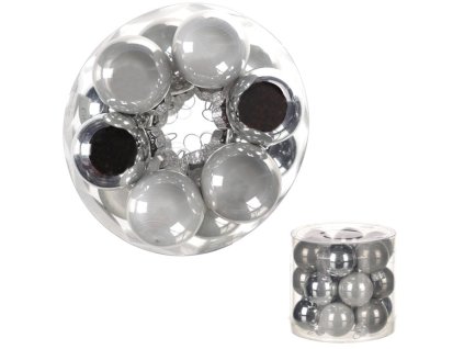 Ozdoby skleněné - pr. 3 cm, šedý mix, cena za balení (18 ks) (Barva Šedá)