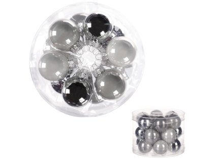 Ozdoby skleněné - pr. 4 cm, barva šedá, cena za balení (18 ks) (Barva Šedá)
