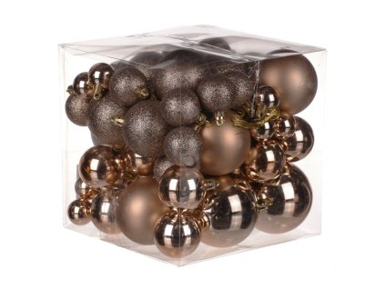 Ozdoby plastové - barva hnědá, mix velikostí, cena za balení (62 ks) (Barva Hnědá)