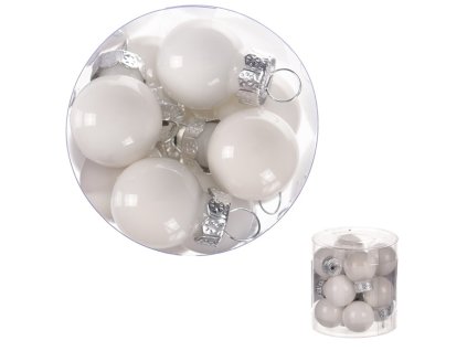 Ozdoby skleněné - pr. 2 cm, barva bílá, cena za balení (12 ks) (Barva Bílá)