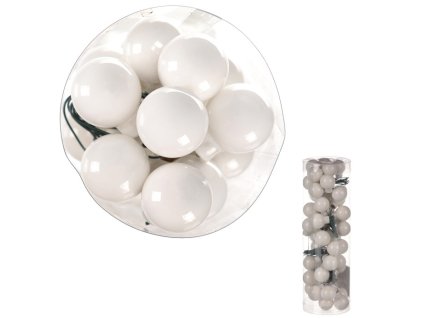 Ozdoby skleněné - pr. 2 cm, barva bílá, cena za balení (48 ks) (Barva Bílá)
