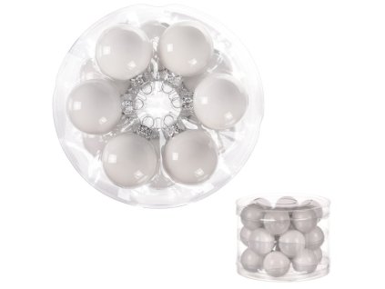 Ozdoby skleněné - pr. 4 cm, barva bílá, cena za balení (18 ks) (Barva Bílá)