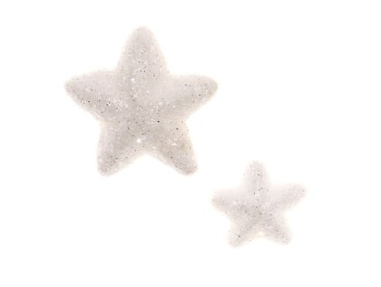 Hvězdičky z polystyrenu, bílé, mix 2velikostí. Cena za 1balení (24ks). (Barva Bílá)