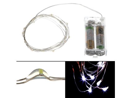 Řetěz s LED světýlky - časovač, studená bílá barva , 4 m/40 LED (Barva Bílá)