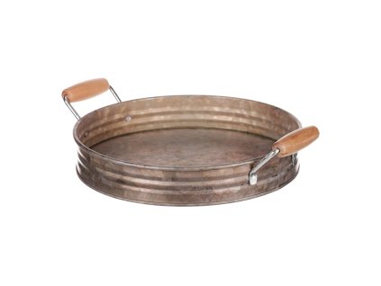 Tác kovový - tvar pánve, zinkový, barva měděná (Barva Měděná)