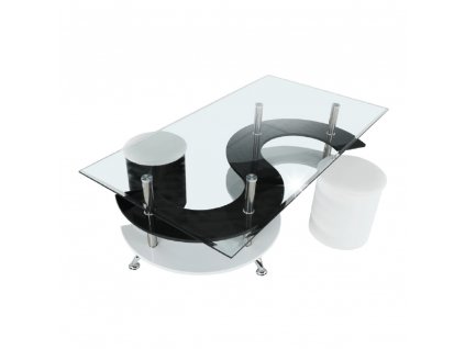 Konferenční stolek, bílá extra vysoký lesk HG / černá extra vysoký lesk HG, RUPERT