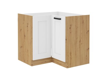 Rohová spodní skříňka LULA 89x89, bílá s dub artisan, MDF, 83x83x52 cm