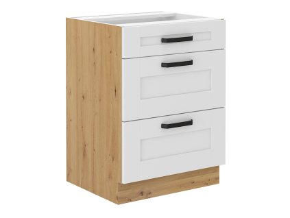 Spodní skříňka LULA 60 D 3S BB, bílá/dub artisan, 60x52x82 cm