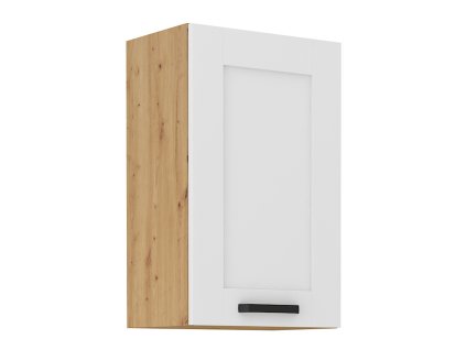 Praktická bílá horní skříňka LULA 45 G-72 1F s dub artisan detailem