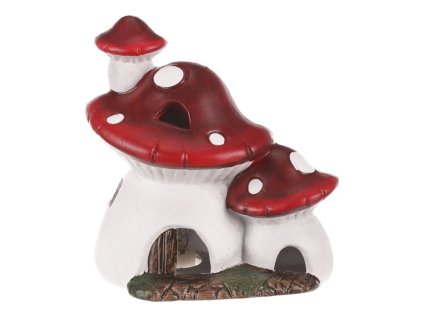 Houbový domeček - muchomůrka, dvojice, LED osvětlení (Barva Červená)