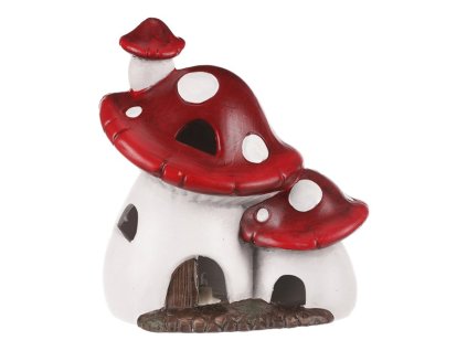 Houbový domeček - muchomůrka, dvojice, LED osvětlení (Barva Červená)