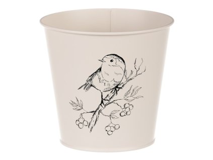 Obal kovový - motiv ptáčka, barva krémová (Barva Šedá)