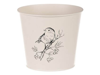 Obal kovový - motiv ptáčka, barva krémová (Barva Krémová)