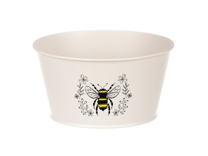 Obal kovový - nízký, motiv včelky, barva krémová (Barva Krémová)