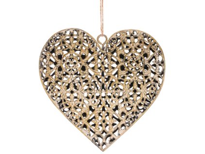 Srdce kovové - závěsná ozdoba, barva měděná (Barva Měděná)