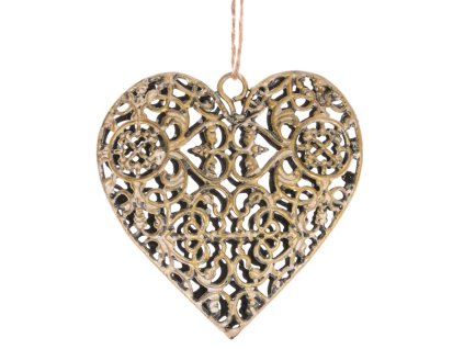 Srdce kovové - závěsná ozdoba, barva měděná (Barva Bílá)