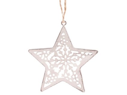 Hvězda kovová - závěsná ozdoba, barva bílá (Barva Bílá)