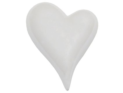 Srdce - keramická dekorace, lesklá bílá barva (Barva Bílá)