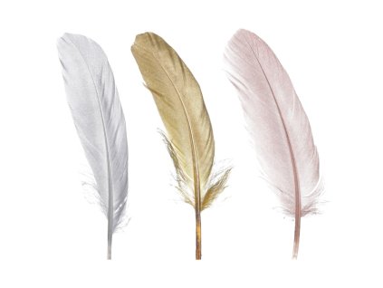 Peří metalické - mix 3 barev, cena za balení (12 ks) (Barva Vícebarevná)