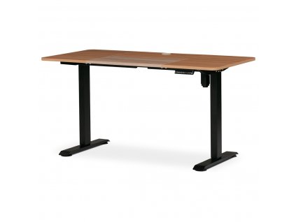 Kancelářský polohovací stůl s elektricky nastavitelnou výší pracovní desky. Kovové podnoží v černé barvě.