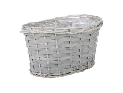 Truhlík oválný - obal dekorační proutěný s igelitem, barva šedá (Barva Šedá)