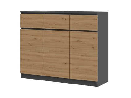 Komoda Malvína 3D3S antracit/dub artisan