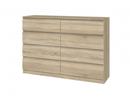 Moderní komoda Malvína M8 140 cm, dub sonoma, minimalistický design