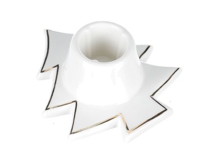 Svícen na kónickou svíčku - porcelán, tvar stromku, bílý (Barva Bílá)
