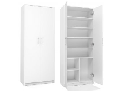 Odolná bílá kancelářská skříň Olina 2D, 180x74x35 cm, laminát