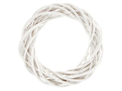 Proutěný věnec - pr. 15 cm, bílá barva (Barva Bílá)