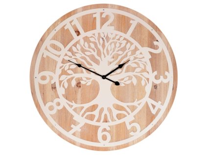 Hodiny nástěnné - pr. 60 cm, kov a MDF, strom života (Barva Hnědá)