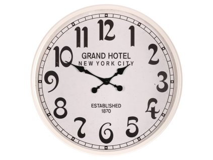 Hodiny nástěnné - pr. 60 cm, kov s patinou, bílé, grand hotel (Barva Bílá)