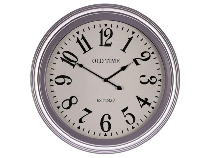 Hodiny nástěnné - pr. 58 cm, MDF, sklo a kovový rám, "OLD TIME" (Barva Šedá)