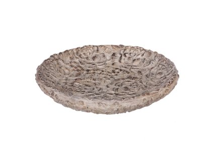 Talíř - dekorace z betonu, vzor růží (Barva Šedá)